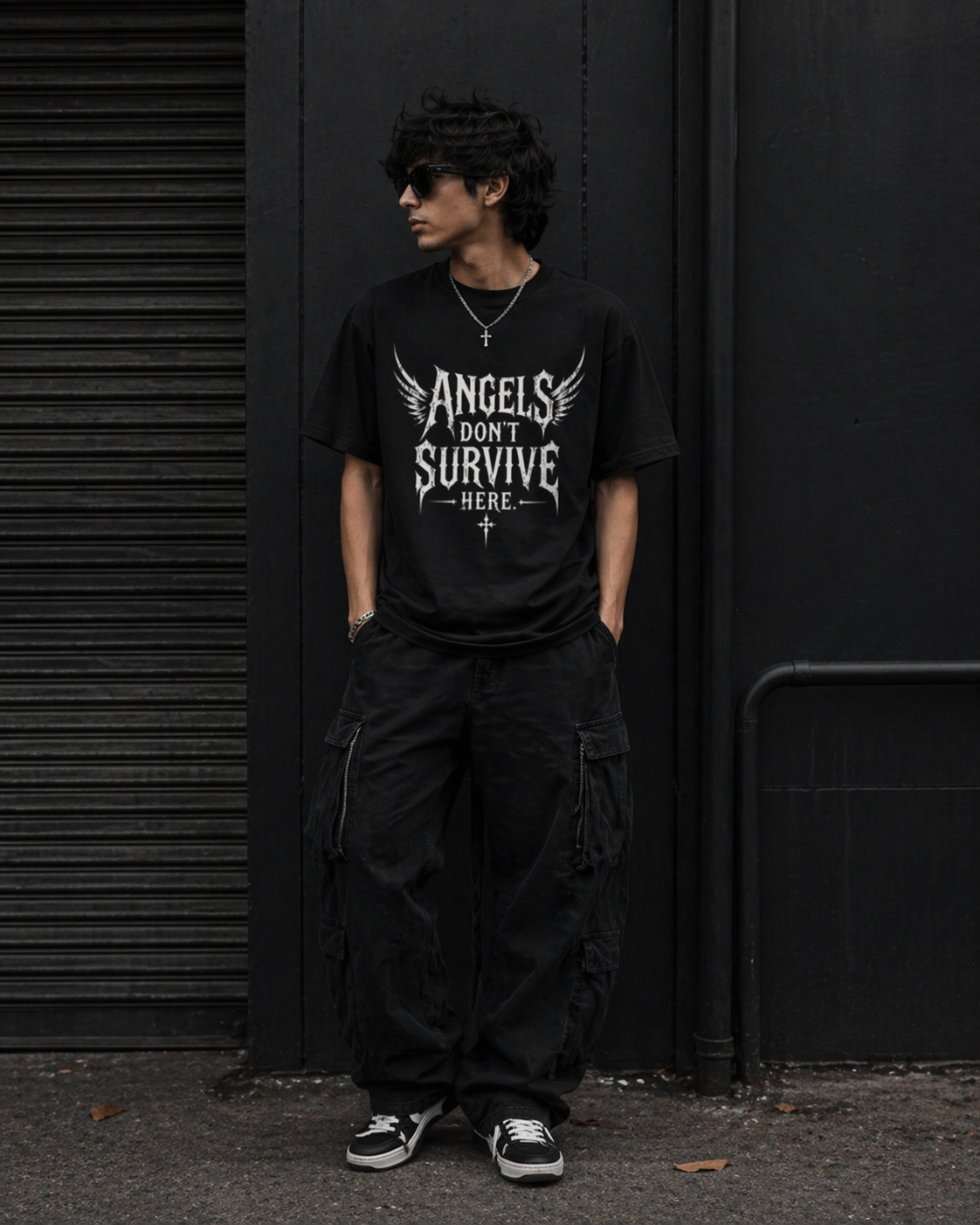 Unisex Stretch T-shirt - Not for Angels (Black and Navy Blue)